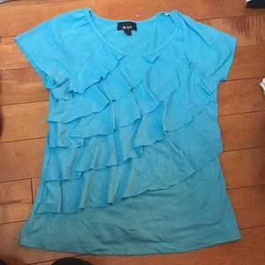 Blue ruffle top